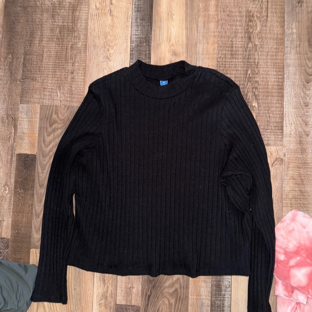 Women's Black Ribbed Sweater old navy